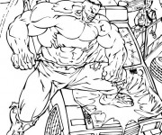 Coloriage Avengers Hulk démolit  Une Voiture