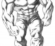 Coloriage Personnage  Hulk en noir et blanc