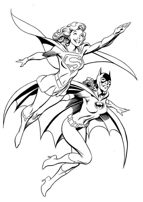 Coloriage et dessins gratuits Batgirl et Superwoman à imprimer