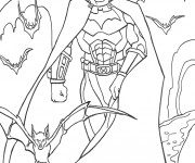 Coloriage et dessins gratuit Batman et ses chauves-souris à imprimer