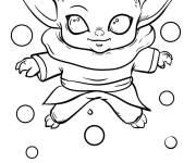 Coloriage Baby Yoda le fort