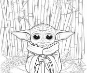 Coloriage Baby Yoda photo &agrave; colorier