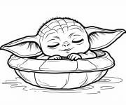 Coloriage B&eacute;b&eacute; Yoda adorable aime dormir