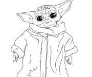 Coloriage et dessins gratuit B&eacute;b&eacute; Yoda au crayon à imprimer