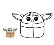 Coloriage B&eacute;b&eacute; Yoda  avec un mod&egrave;le en couleurs