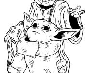 Coloriage B&eacute;b&eacute; Yoda avec Yoda de Star Wars