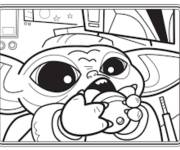 Coloriage et dessins gratuit B&eacute;b&eacute; Yoda boit de l'eau à imprimer