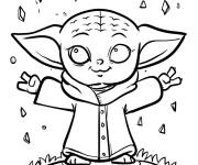Coloriage B&eacute;b&eacute; Yoda dans la plan&egrave;te des cristaux