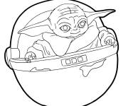 Coloriage B&eacute;b&eacute; Yoda dans un petit vaisseau spataial