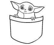 Coloriage et dessins gratuit B&eacute;b&eacute; Yoda dans une poche à imprimer