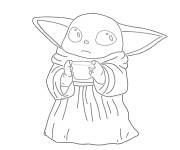 Coloriage et dessins gratuit B&eacute;b&eacute; Yoda debout à imprimer