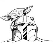 Coloriage B&eacute;b&eacute; Yoda derri&egrave;re le mandalorien