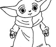 Coloriage B&eacute;b&eacute; Yoda dessin&eacute; &agrave; la main