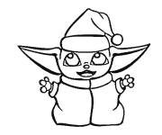 Coloriage et dessins gratuit B&eacute;b&eacute; Yoda dr&ocirc;le portant un bonnet de la fete à imprimer