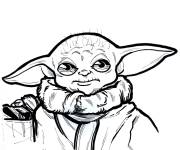 Coloriage B&eacute;b&eacute; Yoda en noir et blanc