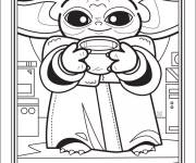 Coloriage B&eacute;b&eacute; Yoda et la soupe de cartoon