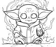 Coloriage B&eacute;b&eacute; Yoda et la vague d'&eacute;nergie