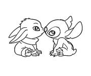 Coloriage et dessins gratuit B&eacute;b&eacute; Yoda et Stitch à imprimer