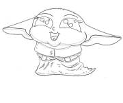 Coloriage B&eacute;b&eacute; Yoda kawaii en souriant