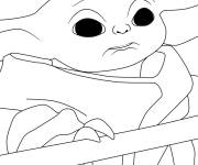 Coloriage B&eacute;b&eacute; Yoda la personnage principal du Mandalorien