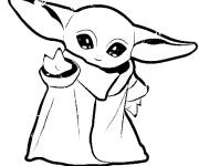Coloriage B&eacute;b&eacute; Yoda levant sa main pour vous saluer
