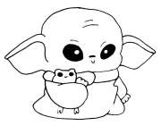 Coloriage B&eacute;b&eacute; Yoda mignon de Star Wars gratuit