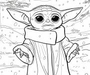 Coloriage B&eacute;b&eacute; Yoda pendant l'hiver