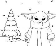 Coloriage B&eacute;b&eacute; Yoda pendant la saison des vacances