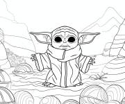 Coloriage B&eacute;b&eacute; Yoda perdu dans la montagne