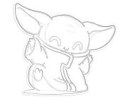 Coloriage B&eacute;b&eacute; Yoda plein de joie