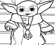 Coloriage B&eacute;b&eacute; Yoda pour enfants d'&acirc;ge pr&eacute;scolaire