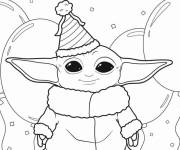 Coloriage B&eacute;b&eacute; Yoda pour la f&ecirc;te d'anniversaire
