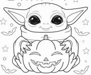 Coloriage B&eacute;b&eacute; Yoda pour la f&ecirc;te de Halloween