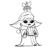 Coloriage B&eacute;b&eacute; Yoda pour la f&ecirc;te de noel