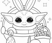 Coloriage B&eacute;b&eacute; Yoda pour la f&ecirc;te de P&acirc;ques