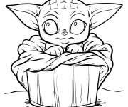 Coloriage B&eacute;b&eacute; Yoda se sent peureux