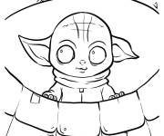 Coloriage B&eacute;b&eacute; Yoda sur le puit