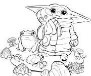 Coloriage B&eacute;b&eacute; Yoda tenant un jouet pour enfants