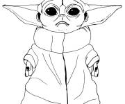Coloriage B&eacute;b&eacute; Yoda triste