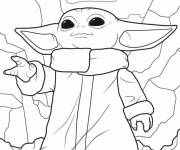 Coloriage B&eacute;b&eacute; Yoda utilisant son pouvoir