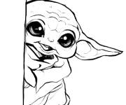 Coloriage B&eacute;b&eacute; Yoda vous dit bonjour