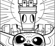 Coloriage Heureux B&eacute;b&eacute; Yoda dans la ville