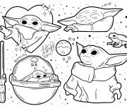 Coloriage Illustration de Jedi B&eacute;b&eacute; Yoda
