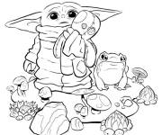Coloriage Image du B&eacute;b&eacute; Yoda avec la grenouille