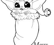 Coloriage Joyeux No&euml;l b&eacute;b&eacute; Yoda
