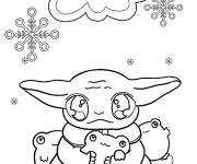 Coloriage L'adorable B&eacute;b&eacute; Yoda sous une nuage