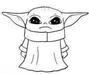 Coloriage La personnage mignonne de mandalorien B&eacute;b&eacute; Yoda