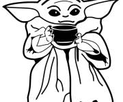 Coloriage La soupe chaude est le repas favoris de B&eacute;b&eacute; Yoda