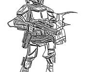 Coloriage Le Mandalorien avec ses armes