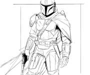 Coloriage Le Mandalorien de Star Wars